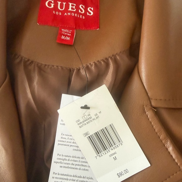 Guess Women's Tan Leather Jacket - Picture 2 of 4